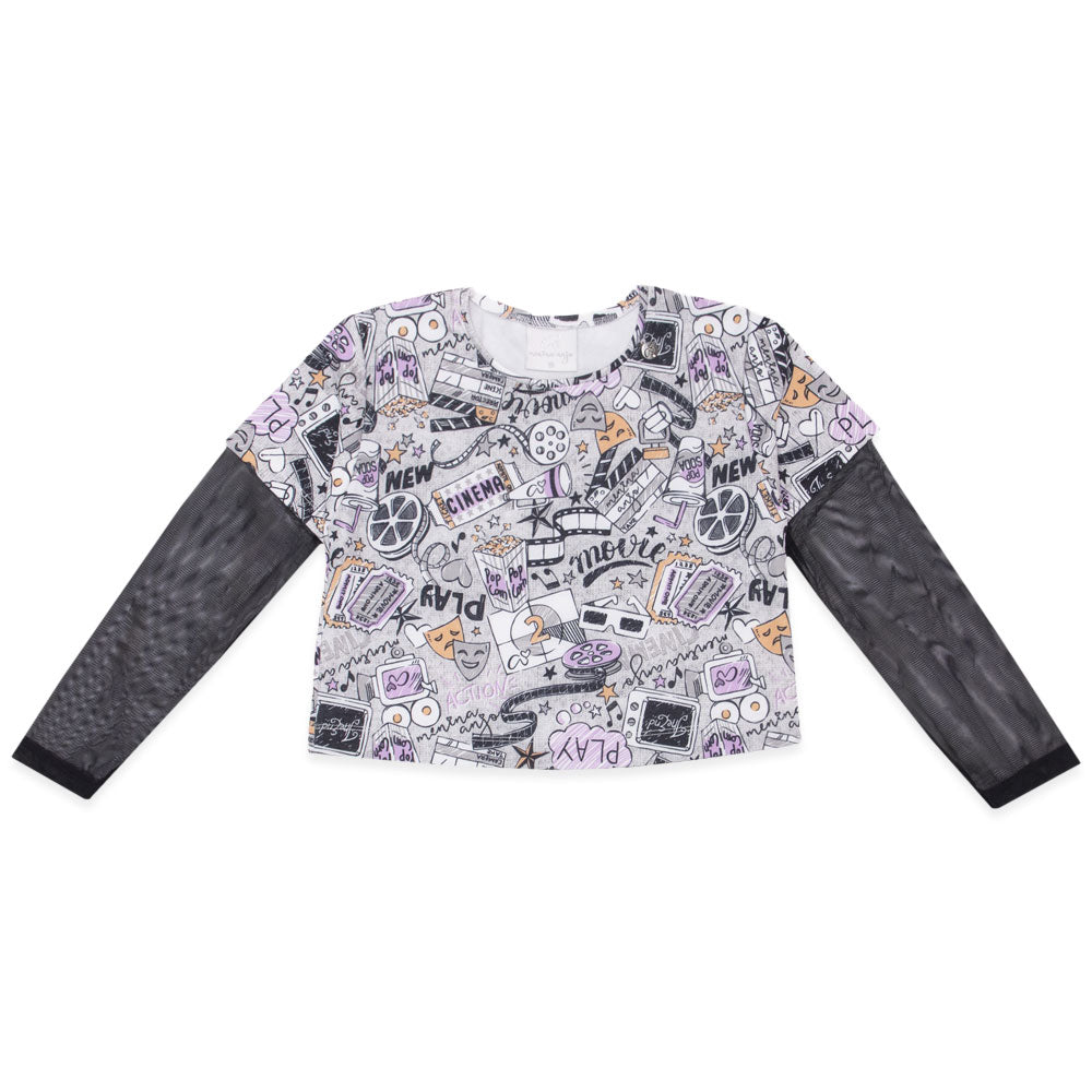 Blusinha Manga Longa Estampada Manga em Tule Menina Anjo - Feminina