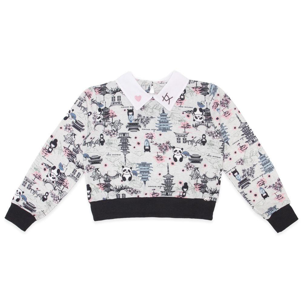 Blusão Feminino com Gola Estampado Tokyo Menina Anjo - Feminino