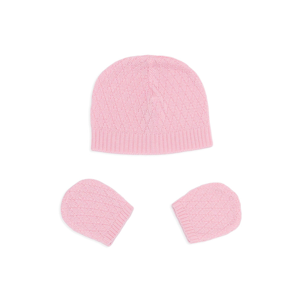 Kit Touca e Luva Tricot Rosa Feminino Mini & Co