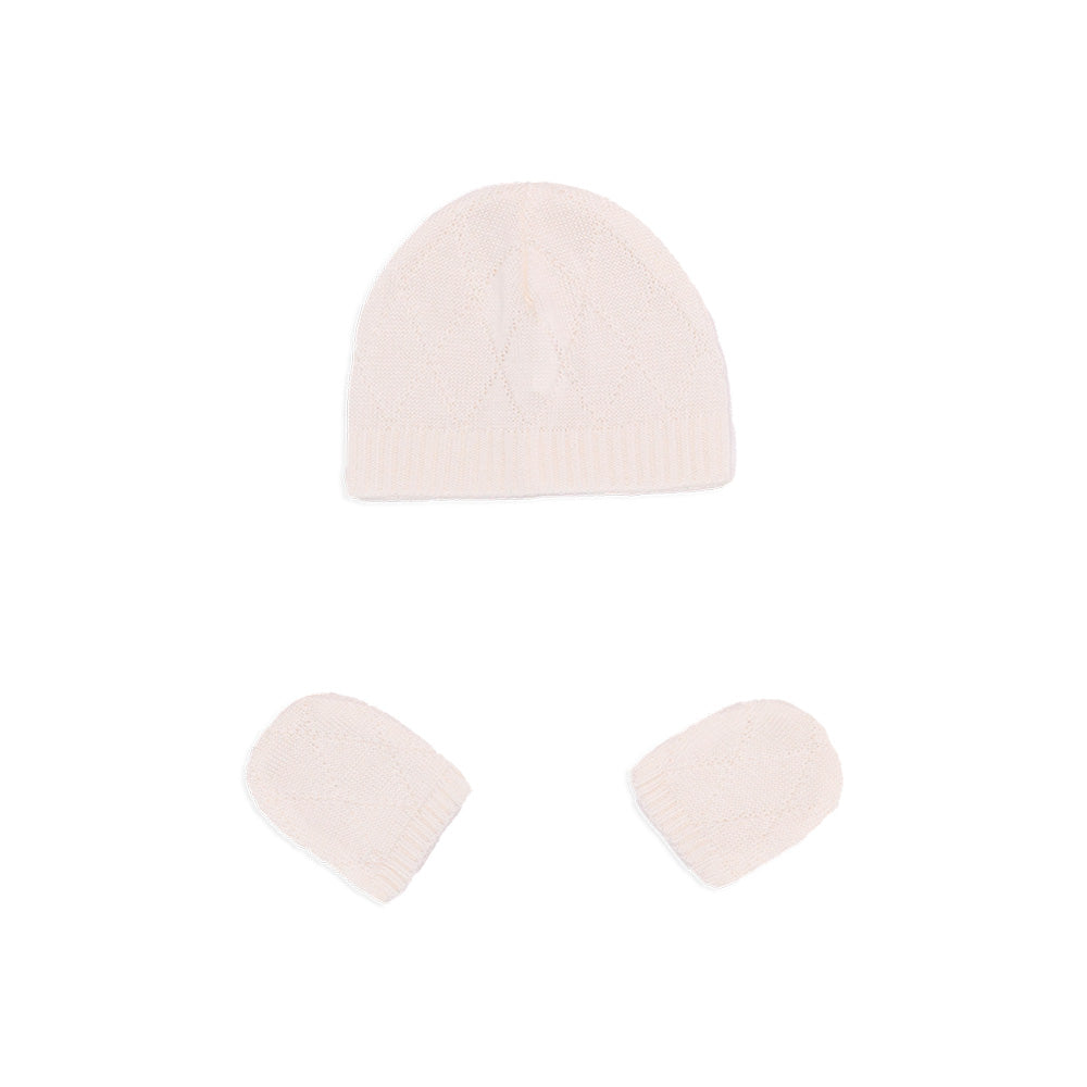 Kit Touca e Luva Tricot Off White Unissex Mini & Co