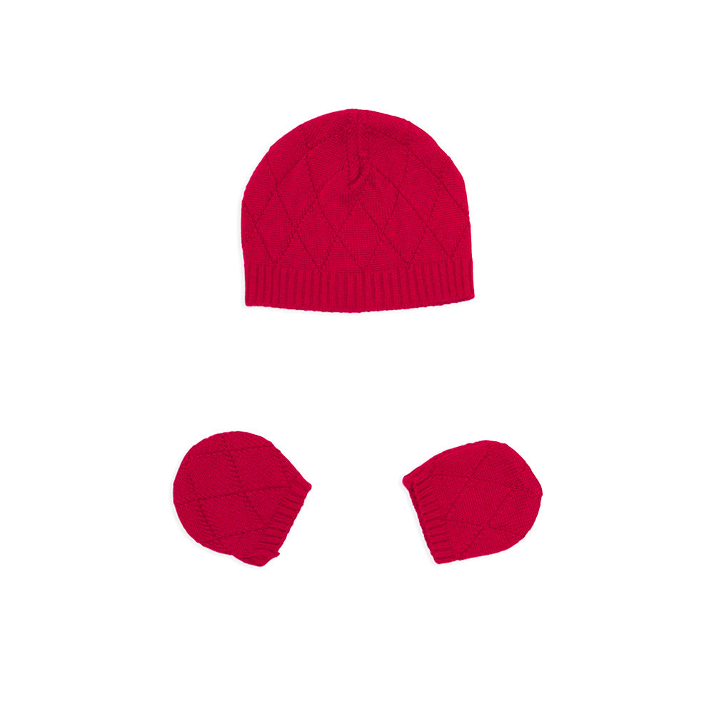 Kit Touca e Luva Tricot Vermelho Unissex Mini & Co