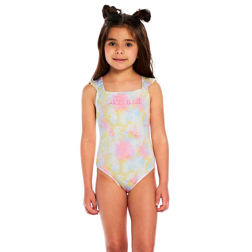 Maiô Mormaii Em Tie Dye Com Babados Na Alça Feminino - Rosa/Amarelo/Azul