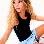 Camiseta Regata Hering Em Ribana Canelada Feminina - Azul