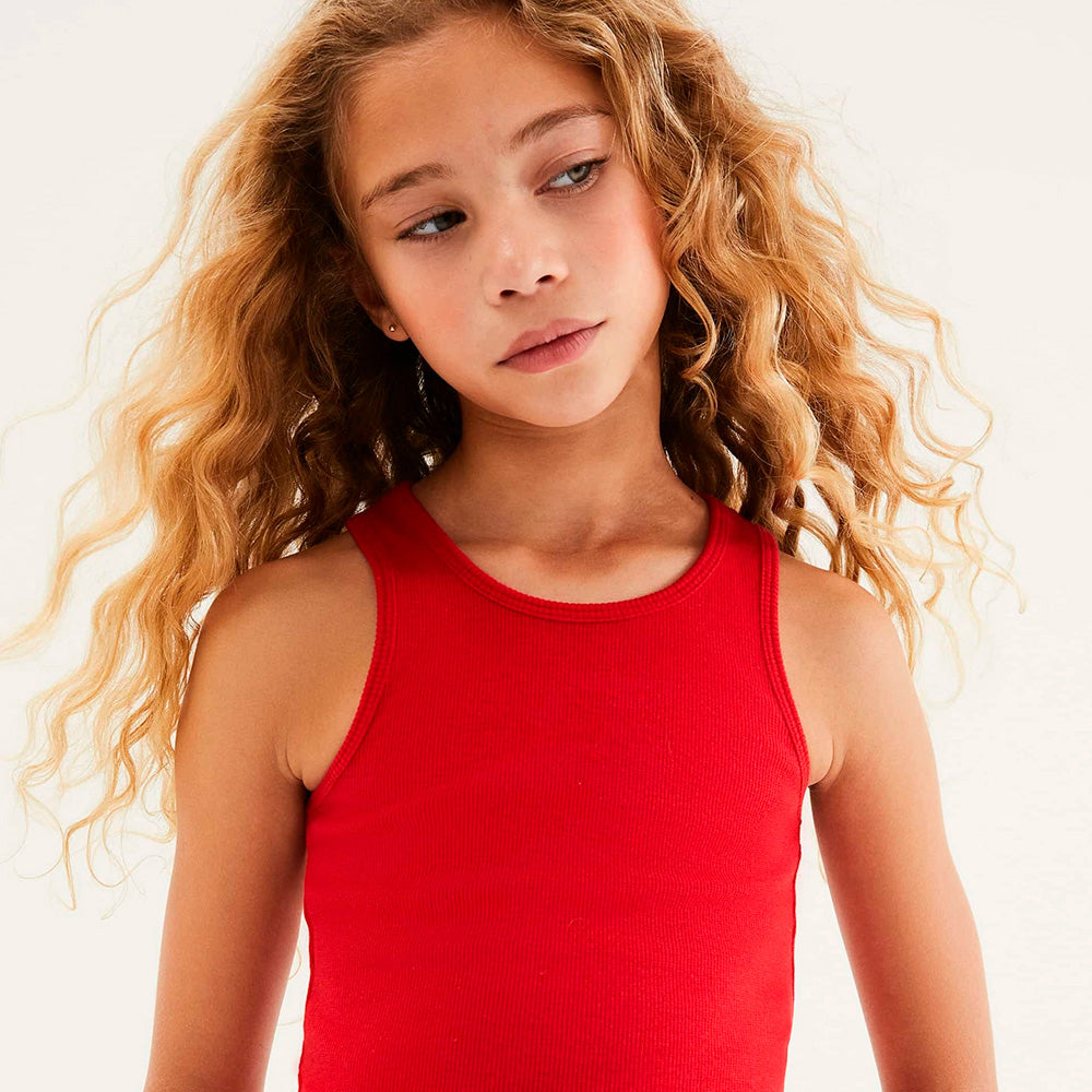 Regata Em Ribana Hering Kids Feminina - Vermelho