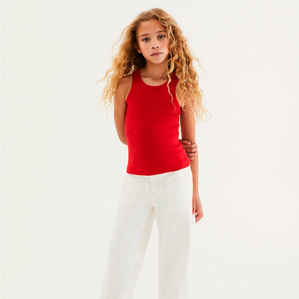 Regata Em Ribana Hering Kids Feminina - Vermelho