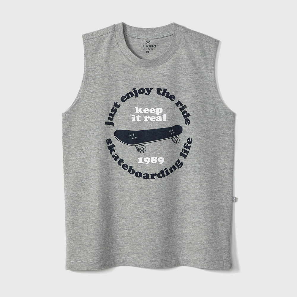 Camiseta Regata Estampada Mescla Skate Hering Infantil - Masculina