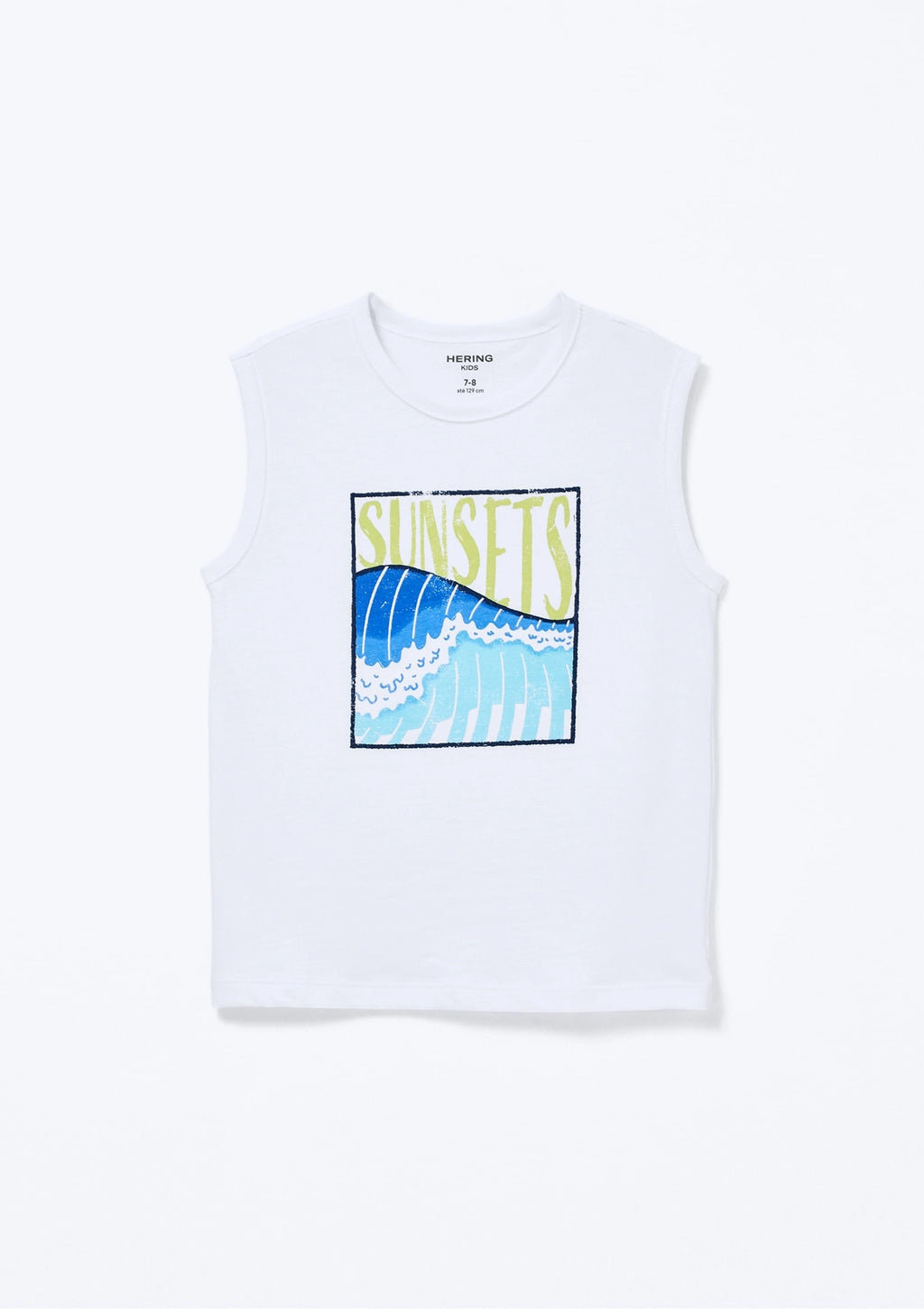 Regata Hering Kids Em Malha Com Estampa Masculina - Branco