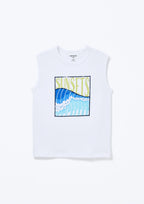 Regata Hering Kids Em Malha Com Estampa Masculina - Branco
