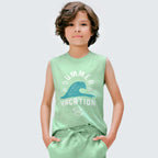 Camiseta Regata Summer Vacation Verde Hering Infantil - Masculina