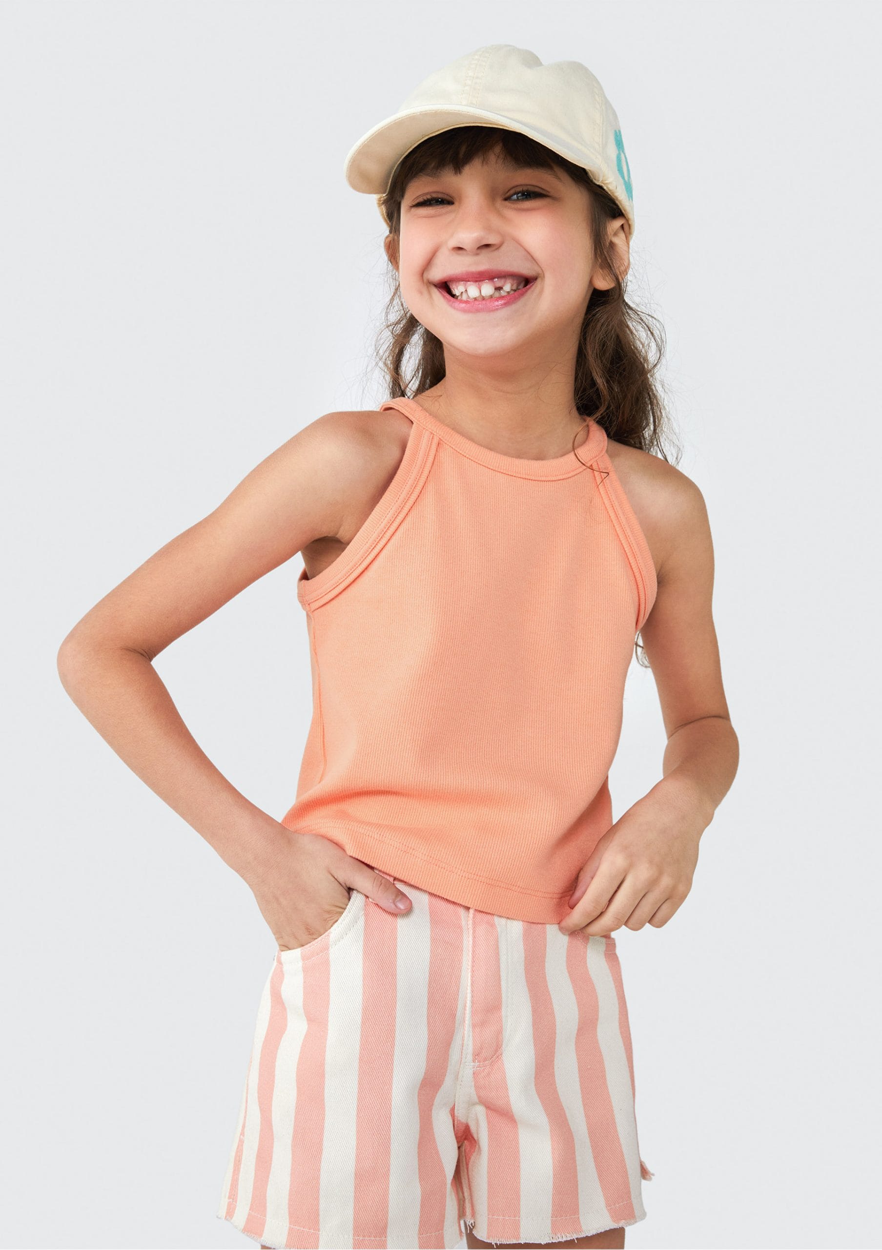 Regata Cropped Básica Salmão Hering - Feminino