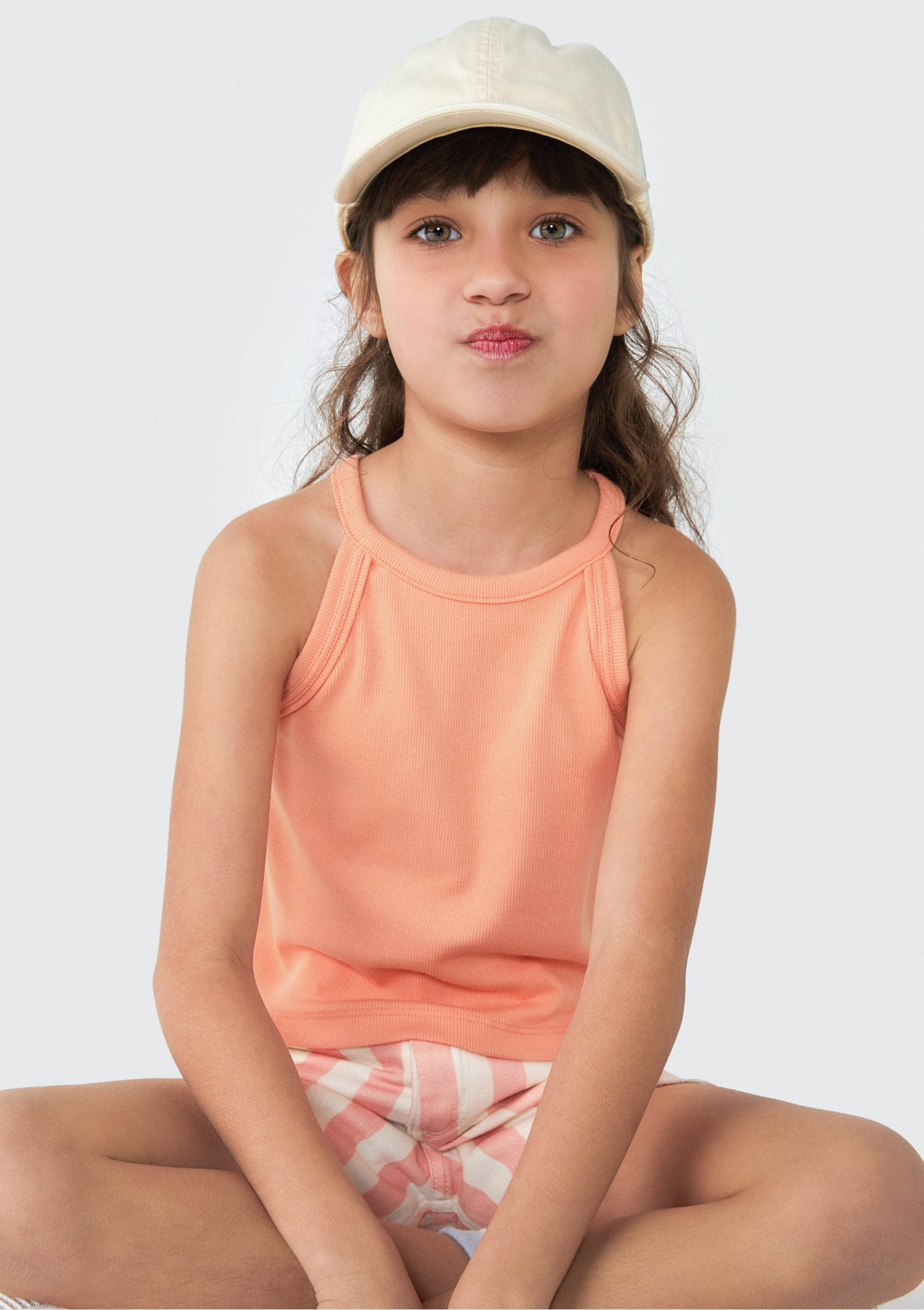 Regata Cropped Básica Salmão Hering - Feminino