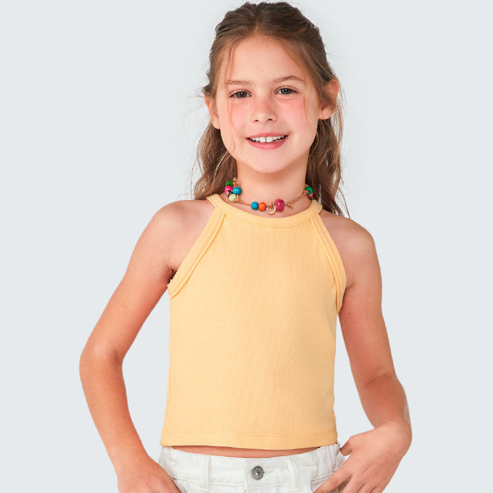 Regata Cropped Básica Amarelo Hering - Feminino