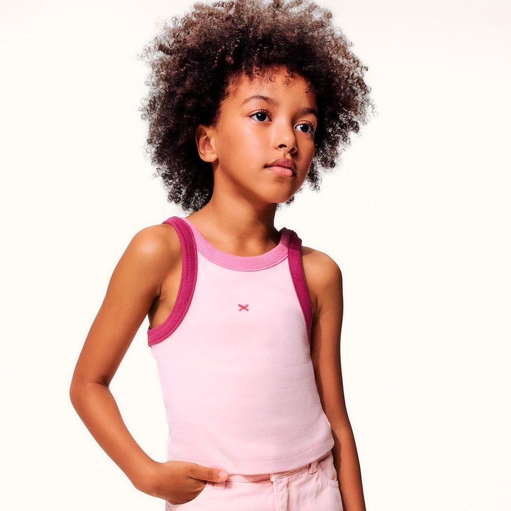 Regata Cropped Hering Infantil Em Ribana Feminina - Rosa