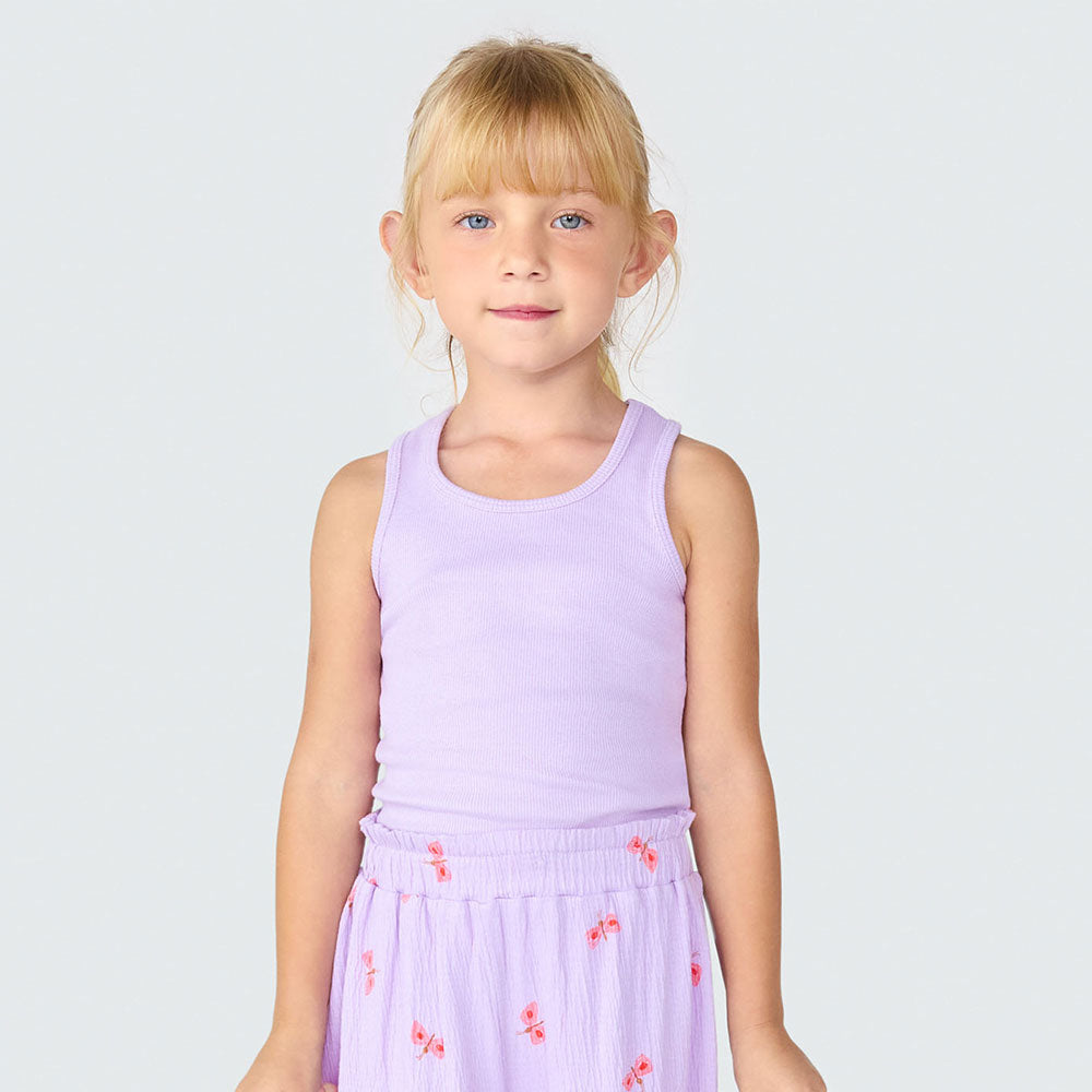 Camiseta Regata Básica Canelada Lilás Hering Infantil - Feminina