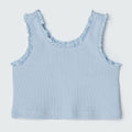 Regata Cropped com Babados Azul Hering Infantil - Feminino