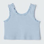 Regata Cropped com Babados Azul Hering - Feminino