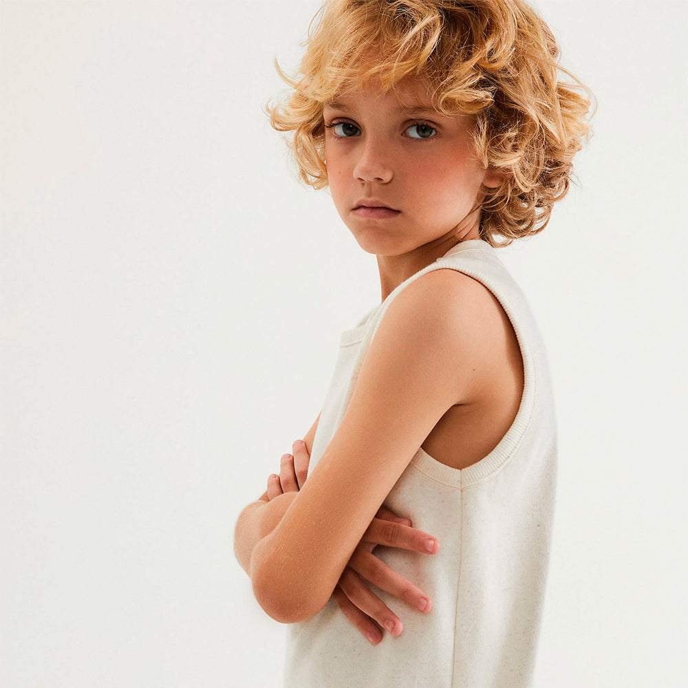 Regata Básica Hering Infantil Com Linho Masculina - Creme