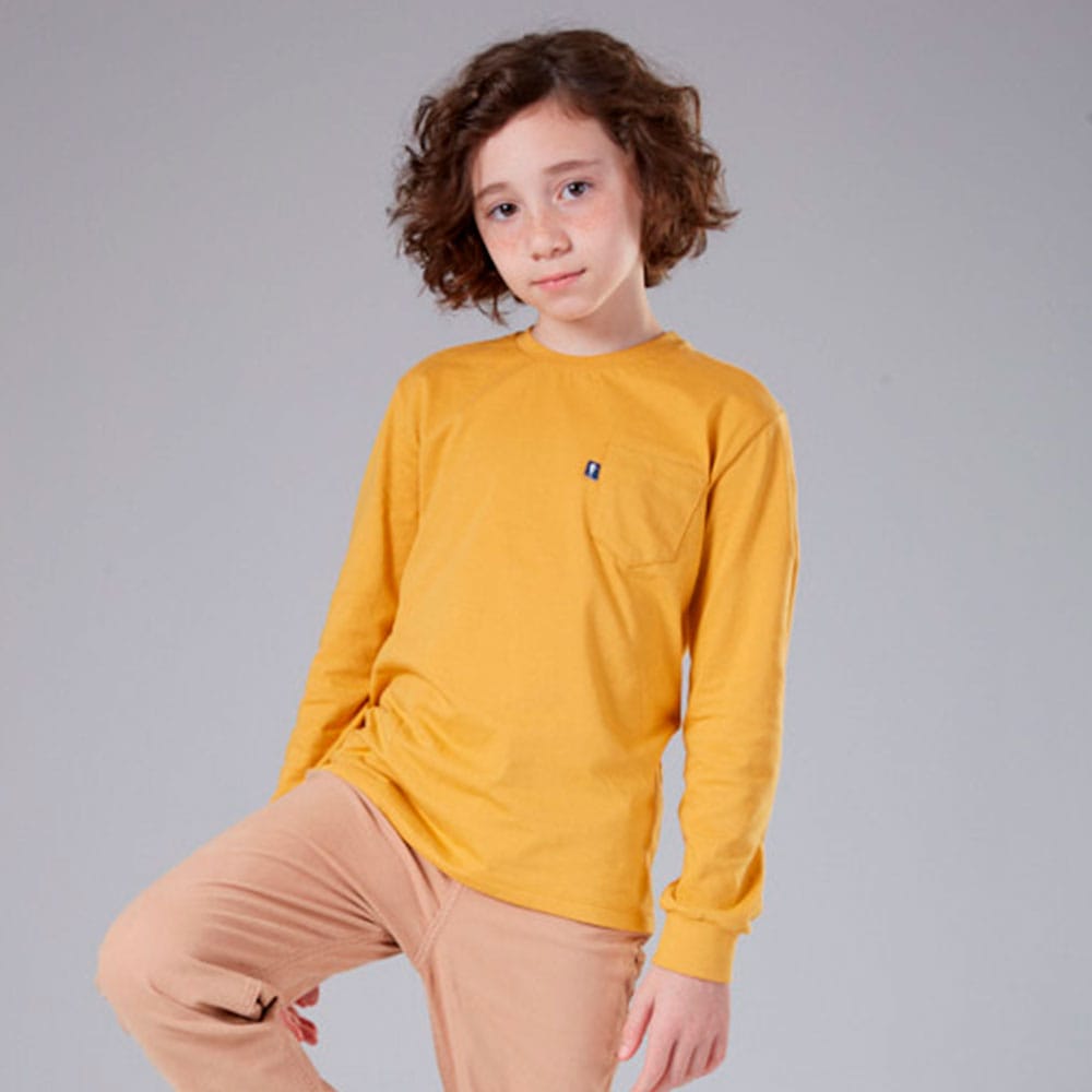 Camiseta Manga Longa Bolsinho Onda Marinha - Masculina