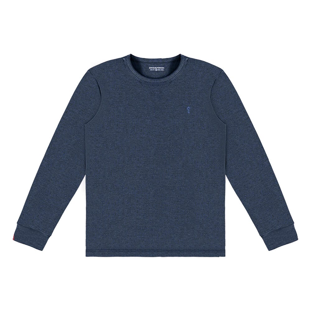 Camiseta Manga Longa Suedine Onda Marinha - Masculina