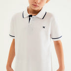 Camisa Polo Manga Curta Hering Infantil Com Bordado Masculina - Branco