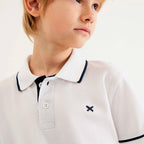 Camisa Polo Manga Curta Hering Infantil Com Bordado Masculina - Branco
