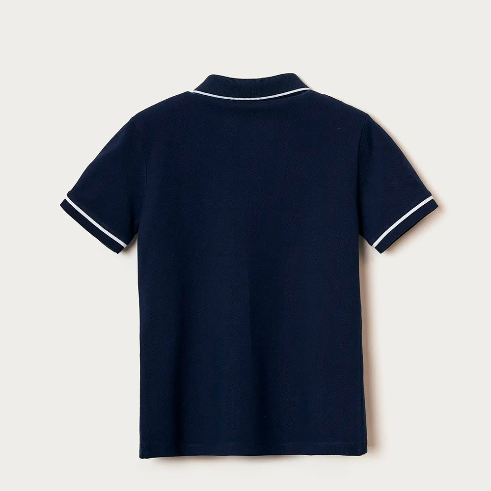 Camisa Polo Hering Kids Básica Com Bordado Masculina- Azul