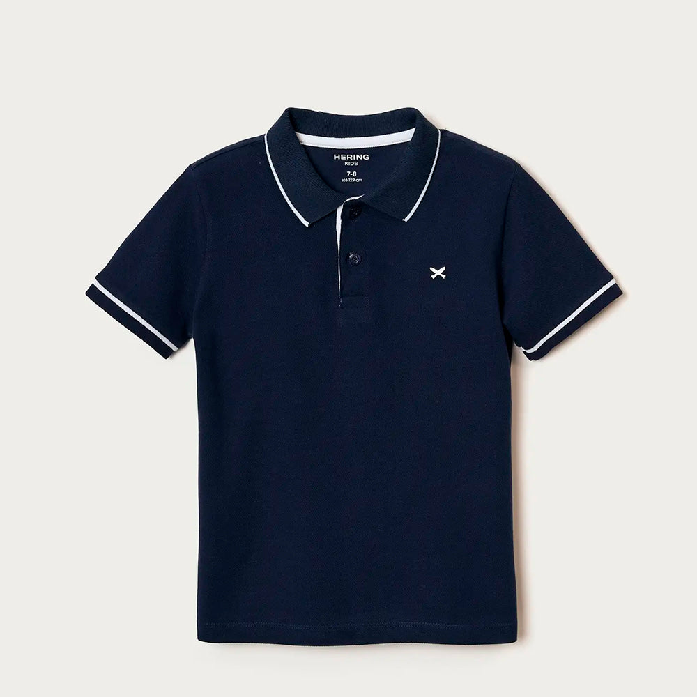Camisa Polo Hering Kids Básica Com Bordado Masculina- Azul