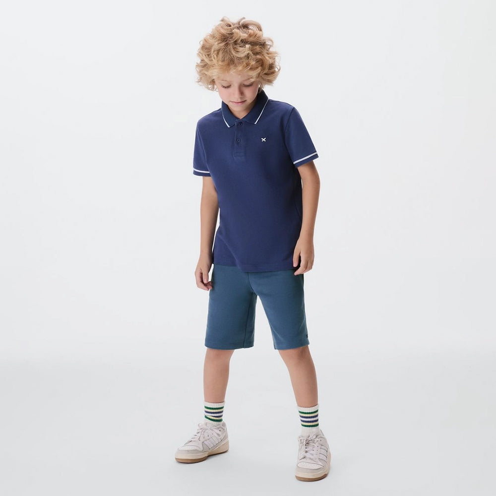 Camisa Polo Manga Curta Azul Piquet Hering Infantil - Masculina