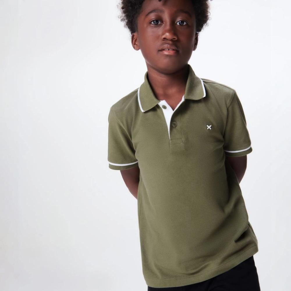 Camisa Polo Manga Curta Com Bordado Hering Infantil Masculino - Verde