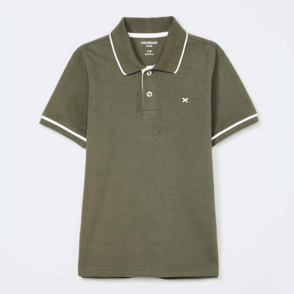 Camisa Polo Manga Curta Com Bordado Hering Infantil Masculino - Verde