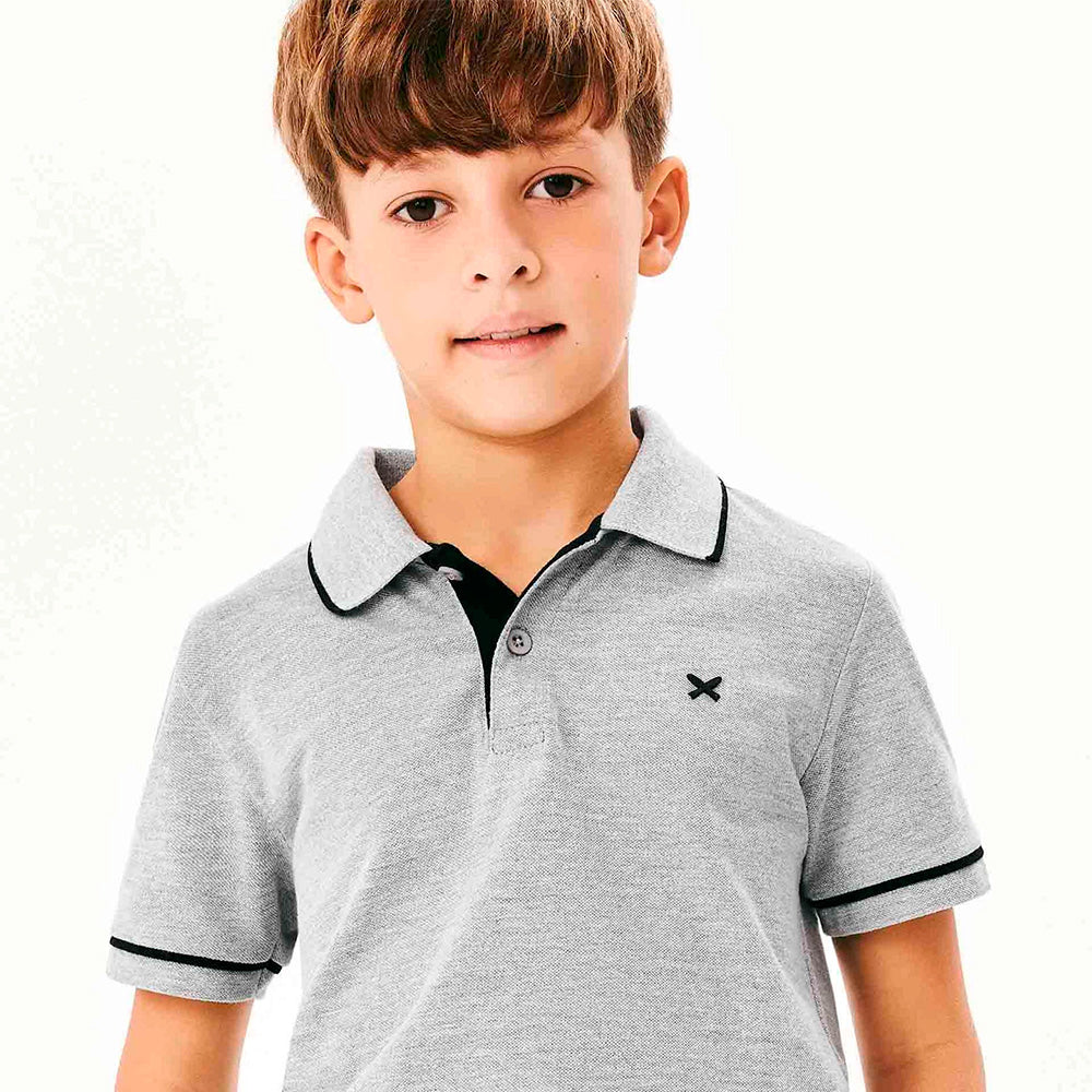 Camisa Polo Manga Curta Hering Com Bordado Masculino - Cinza