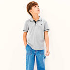 Camisa Polo Manga Curta Hering Com Bordado Masculino - Cinza