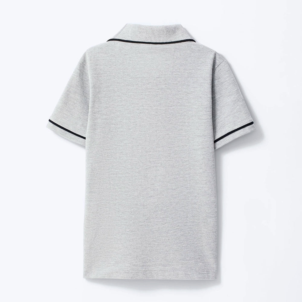 Camisa Polo Manga Curta Hering Com Bordado Masculino - Cinza