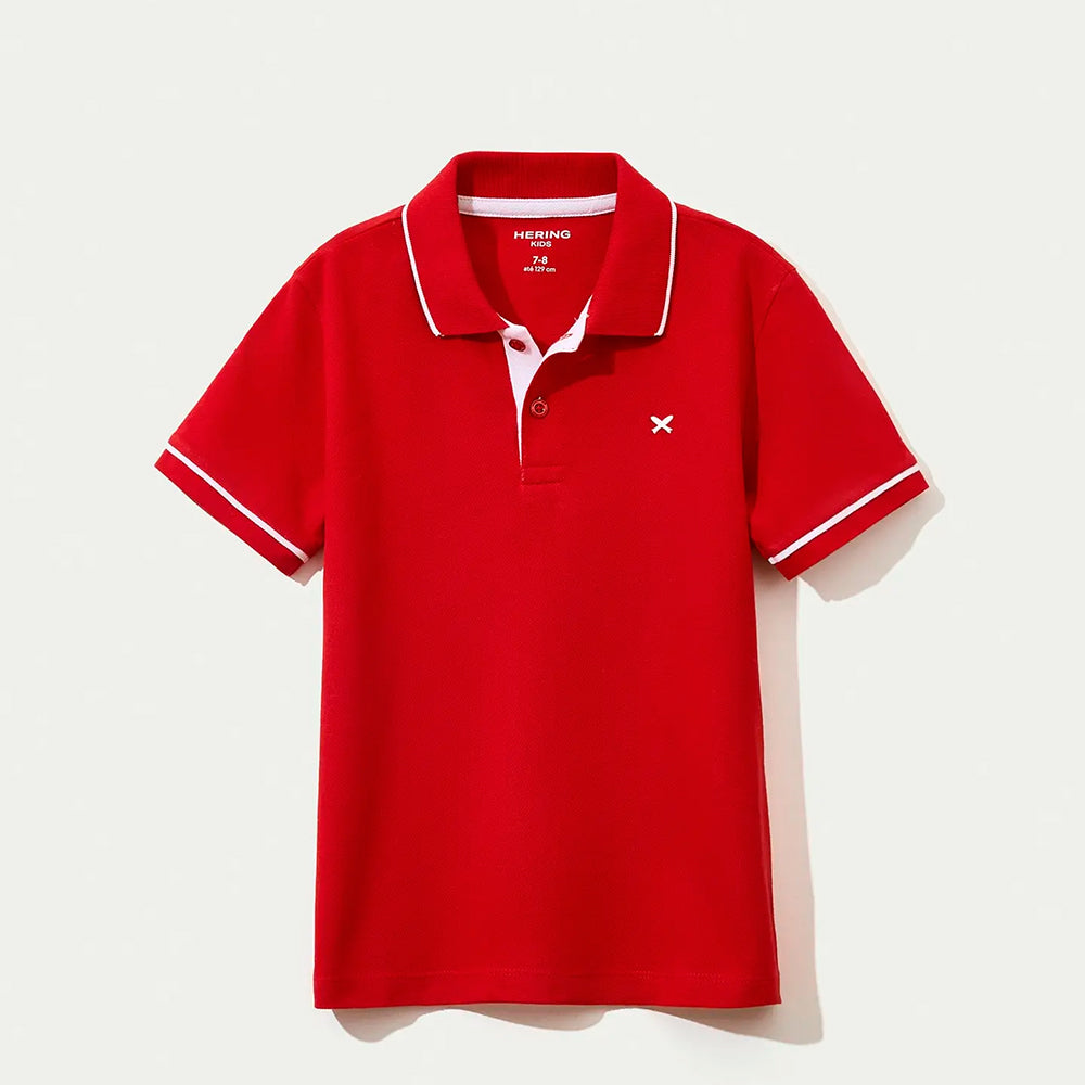 Camisa Polo Hering Kids Com Bordado - Vemelha