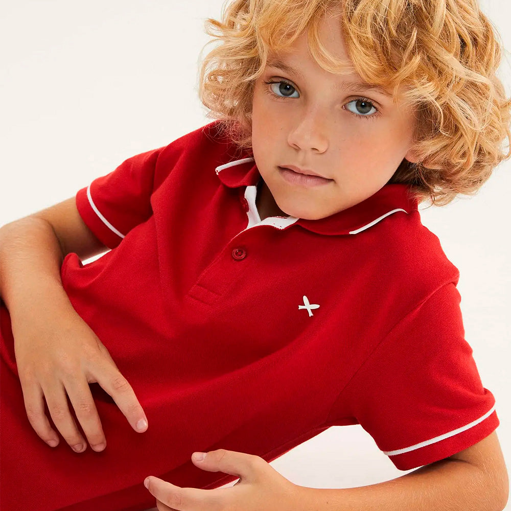 Camisa Polo Hering Kids Com Bordado - Vemelha