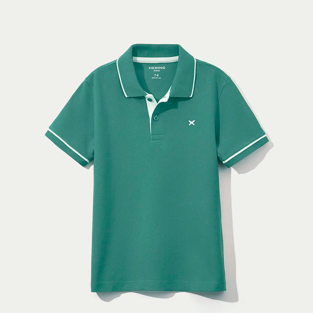 Camisa Polo Hering Kids Básica Com Bordado Masculina- Azul