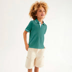 Camisa Polo Hering Kids Básica Com Bordado Masculina- Azul