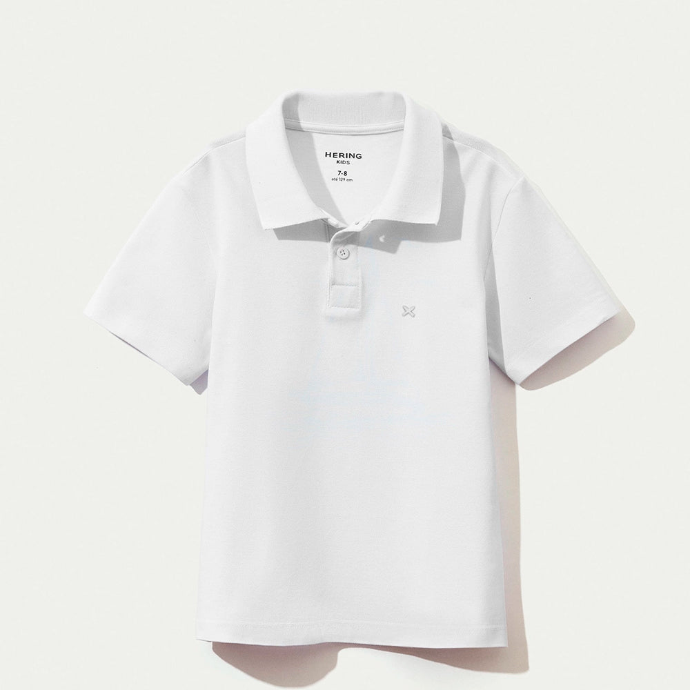 Camisa Polo Hering Infantil Manga Curta Em Piquet Masculina - Branca
