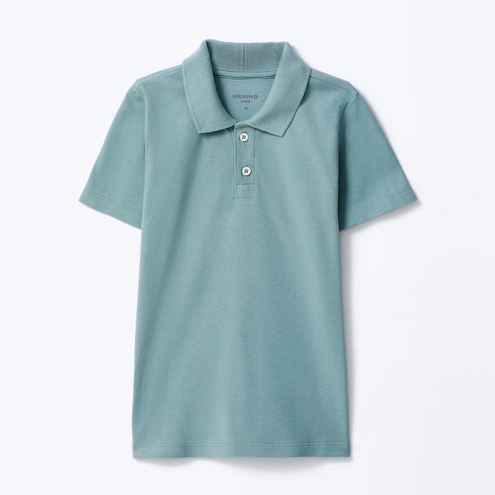 Camisa Polo Manga Curta Hering Infantil Em Piquet Masculino - Azul Esverdeado