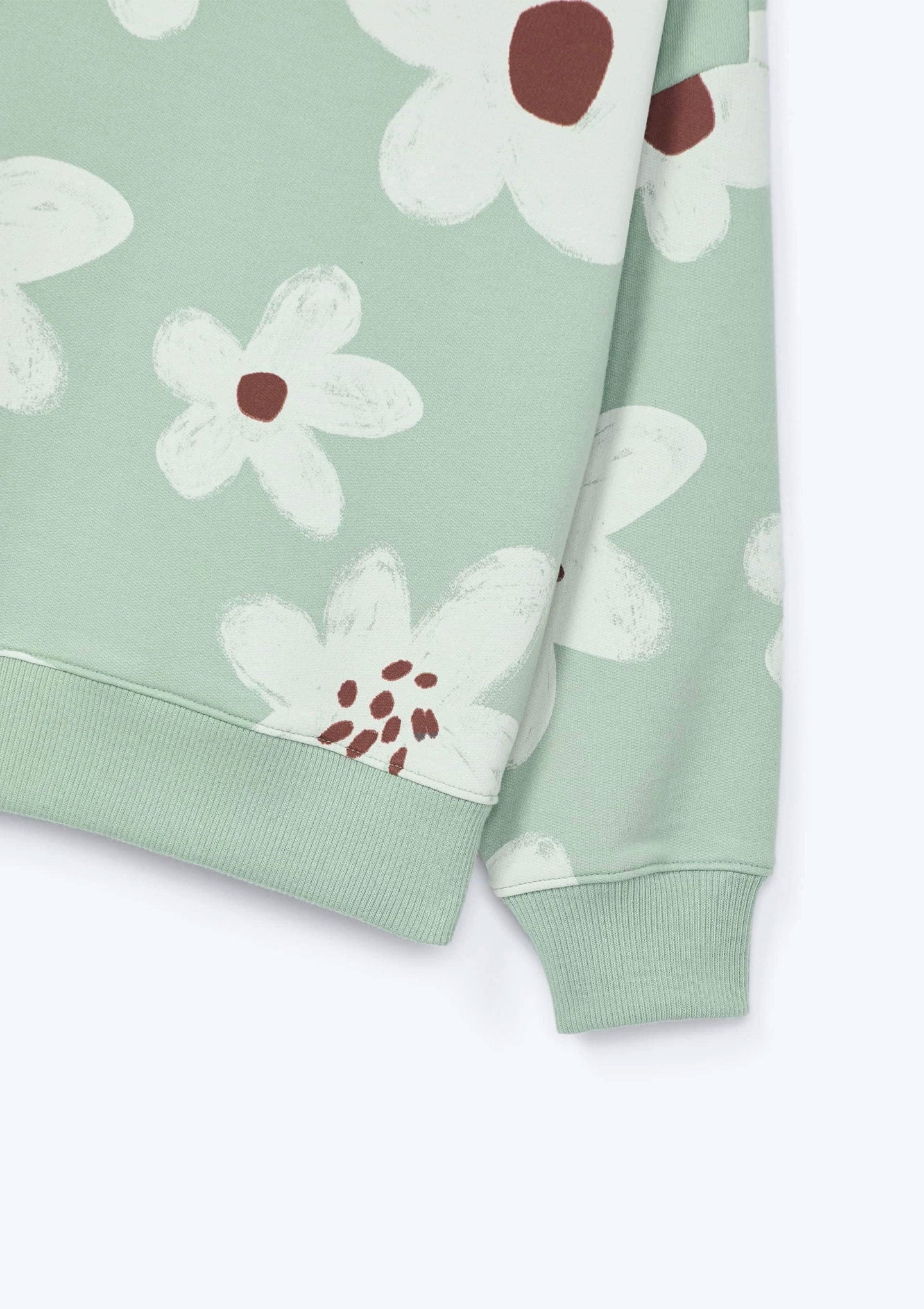 Blusão Moletom Estampado Flores Verde Hering Infantil - Feminino