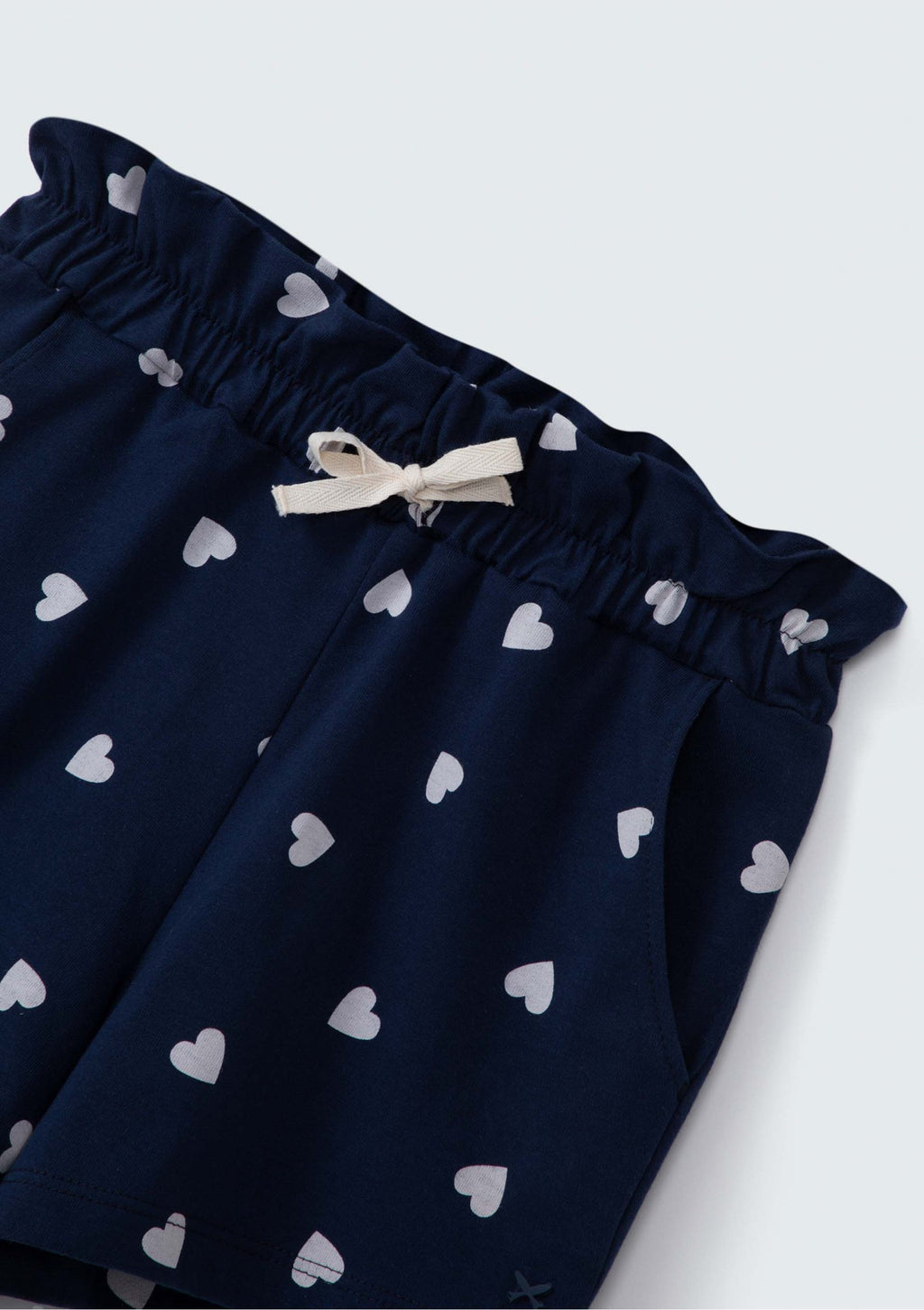 Shorts Clochard Estampado Marinho Corações Hering Infantil - Feminino