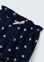 Shorts Clochard Estampado Marinho Corações Hering Infantil - Feminino