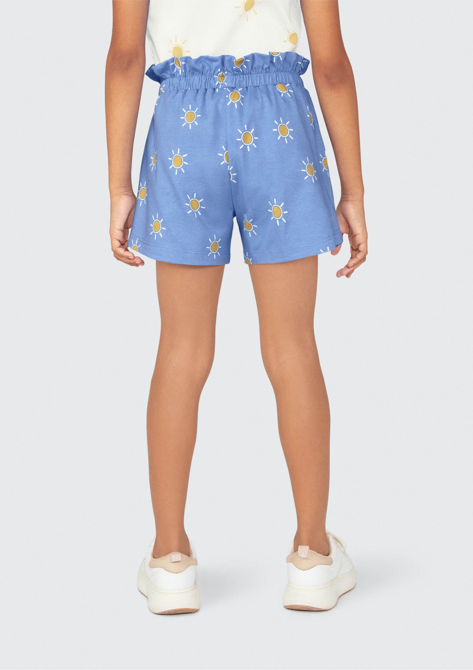Shorts Clochard Estampado Azul Sol Hering Infantil - Feminino