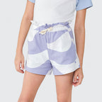 Shorts Estampado Malha Lilás e Branco Hering - Feminino