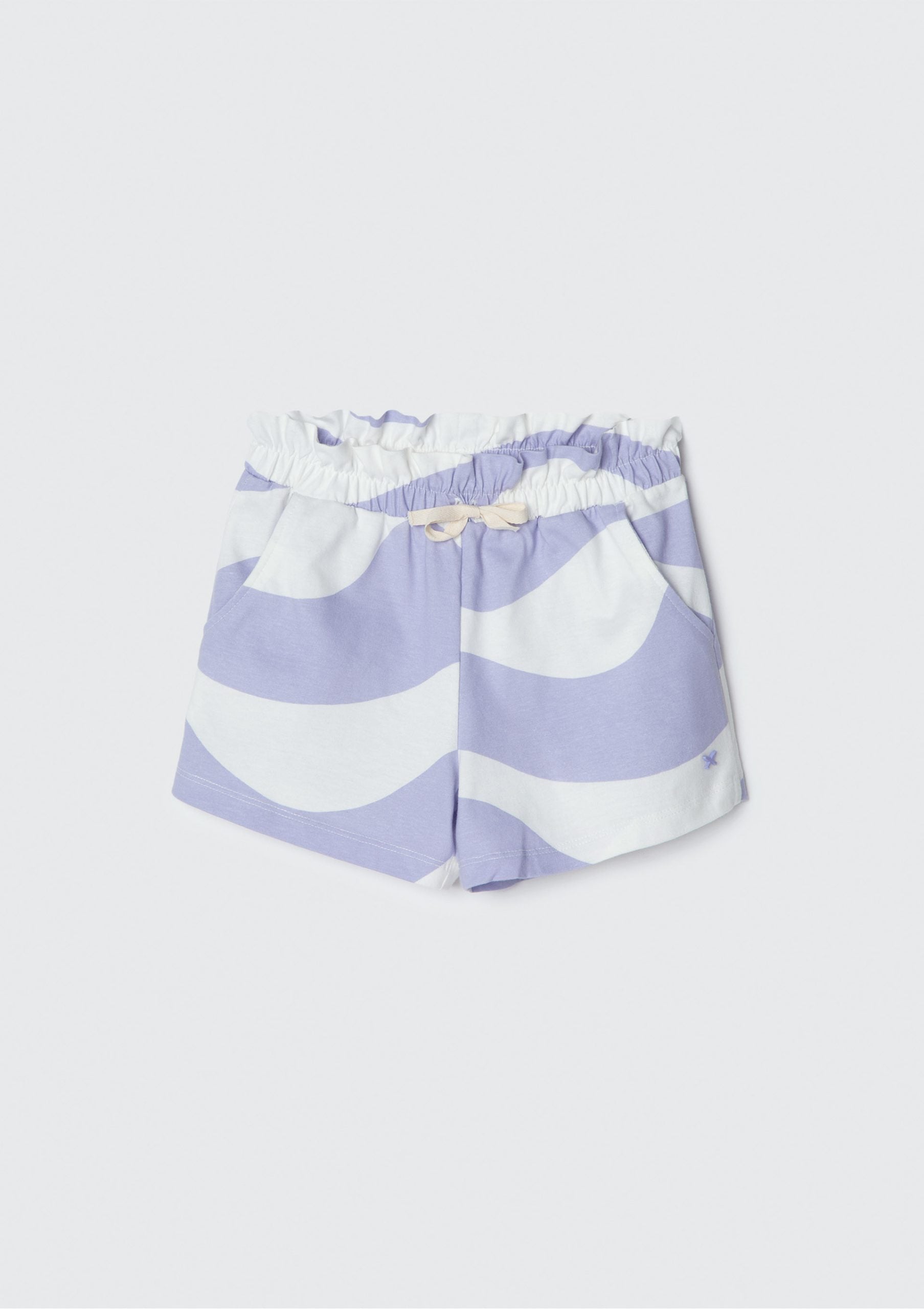 Shorts Estampado Malha Lilás e Branco Hering - Feminino