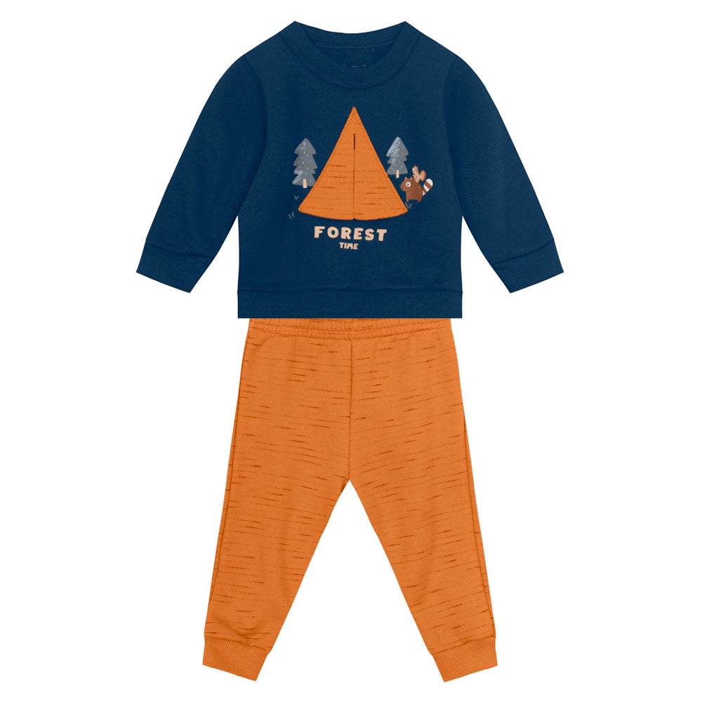 Conjunto Moletom Bebê Blusão e Calça Forest Marinho Brandili - Masculino