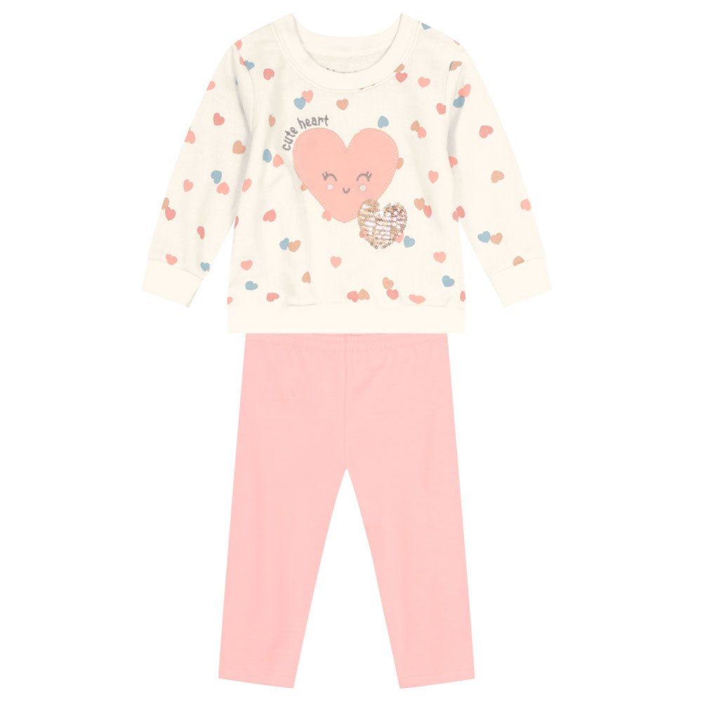 Conjunto Moletom e Legging Bordado Cute Heart Brandili - Feminino