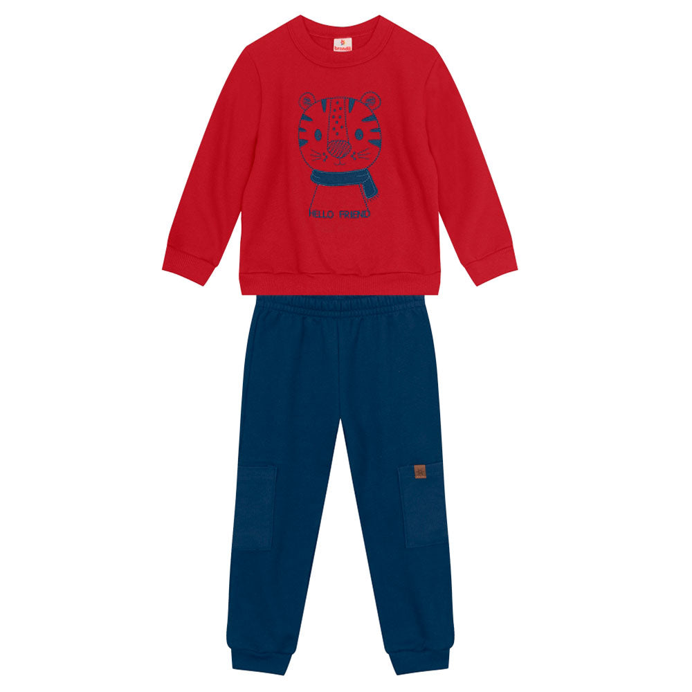 Conjunto Moletom Tigre Vermelho Brandili - Masculino
