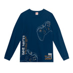 Camiseta Manga Longa Video Game Marinho Brandili - Masculina