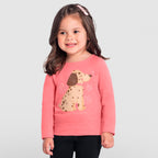Blusinha Manga Longa Cachorrinha Rosa Brandili - Feminina